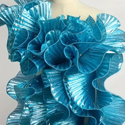 2 Yards Organza Ruffled Fabric Pleated Trim Metallic Edging Sew Crafts Multi, - Image 1 of 4