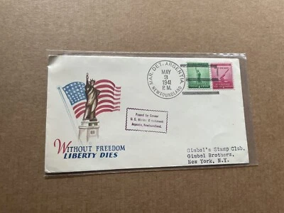 US 1941 Naval Cover +Franking #900-1 +Mar Det Argentia Newfoundland Chop+Patriot - Image 1 of 2