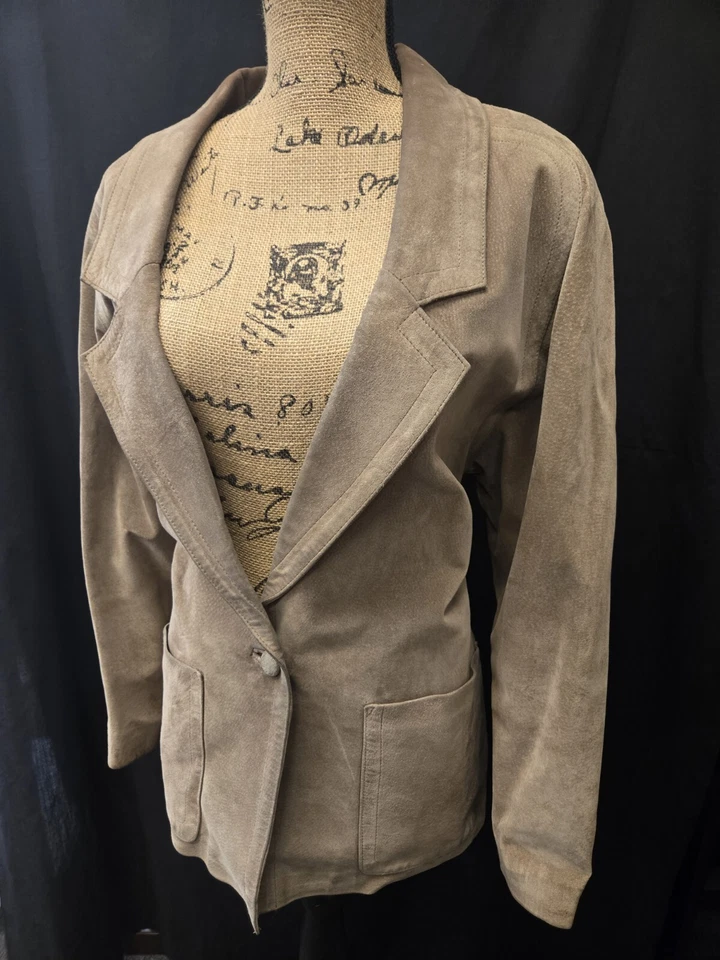Avanti Vintage 80s Blazer Genuine Pig Suede & Rayon Lining Size M with POCKETS! - Image 1 of 4