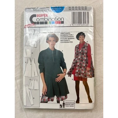 3913 Burda Sew Pattern Retro 90s Maternity Tunic Vest Skirt Pant Set Sizes 10-20 - Image 1 of 2