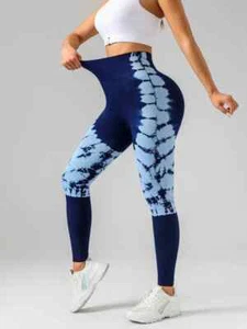 Women Tie-dye High Waistband Stretchy Fitness Sports Yoga Leggings Pants - Picture 1 of 5
