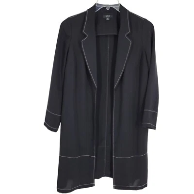 Alfani Black Long Duster Cardigan Blazer Corporate Goth Pockets PM Capsule - Image 1 of 4
