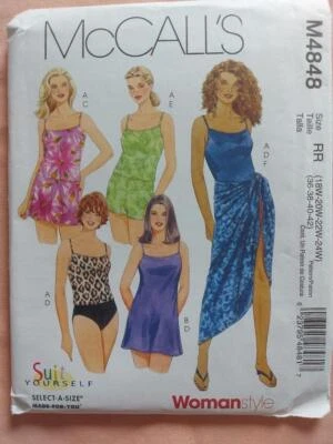 McCall's 4848 Woman's Swimwear,Tops, Shorts & Sarongs Pattern Size18W-24W, 34-42 - Image 1 of 2