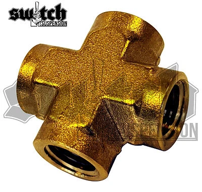 Brass Pipe Fitting 1/4 NPT Female Cross 4 Way Equal Forged Connector Coupling - Image 1 of 4
