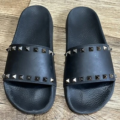 Valentino Garavani Rockstud Black Women’s Slides Size 39 US 9 Preowned - Image 1 of 4