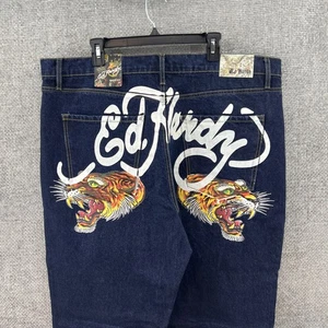 Ed Hardy Bengal Tiger lockere Passform Herrenjeans Größe 42 x 32 passt 43 x 32 neu mit Etikett dunkle Waschung - Bild 1 von 21