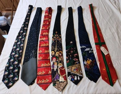 Lote De 7 Corbatas Navidad Cruz Escena Pesebre Jesús Cristiano José María Reyes Magos  Foto 1 de 4