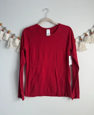 Blusa Athleta Momentum manga longa respirável sem costura vermelha academia pilates ioga nova com etiquetas M - Imagem 1 de 4