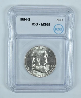 1954-S Franklin Half Dollar MS65 ICG *5777 - Image 1 of 4