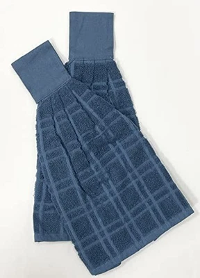  领带锁毛巾 2 件套 | 悬挂式手巾套装带钩环蓝色 — 第 1/3 张图片