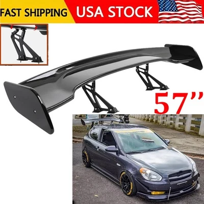 57" Rear Spoiler Wing For Hyundai Accent Gloss Truck GT Style Glossy Black - Image 1 of 4