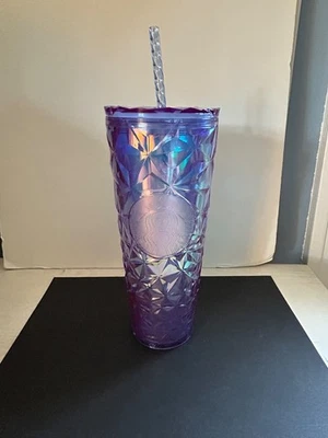 NUEVO 2024 Starbucks Spring Iridiscente Periwinkle Prism Venti Vaso con Tapa de Paja Foto 1 de 4