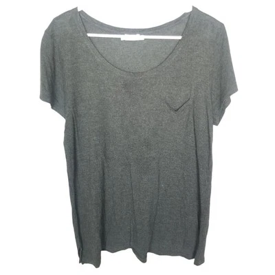 Camiseta Vince gola redonda manga curta feminina L cinza bolso camiseta - Imagem 1 de 4