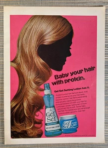 Get Set Hair Setting Lotion & Gel Alberto-Culver 1970 Vintage Print Ad - Picture 1 of 1