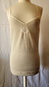 Victoria's Secret Womens White And Gold Striped Tank Top Size Medium - Picture 1 of 10