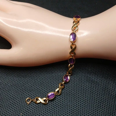 Pulsera Infinita Lucite Púrpura Vintage Firmada Tono Dorado. 14.522 Foto 1 de 4