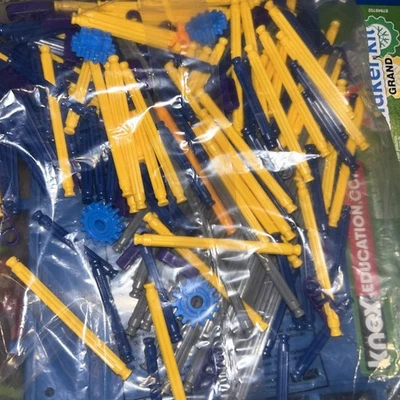 K’nex Yellow  rods and blue connectors with gears Bag.  New - Image 1 of 3