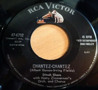 Dinah Shore 45 Chantez-Chantez / Honkeytonk Heart  EX - Image 1 of 2