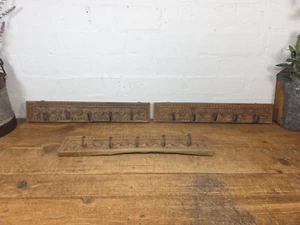 Reclaimed Indian Hand Carved Solid Wooden Coat Tea Towls Kitchen Hallway Hooks - Picture 1 of 5