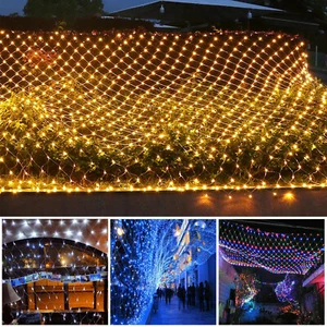 3*2M Solar LED Fairy String Net Lights Curtain Mesh Xmas Garden Outdoor Decor AU - Picture 1 of 15