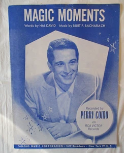 Magic Moments Sheet Music Perry Como Hal David Burt F Bacharach 1957 Famous Musi - Picture 1 of 4