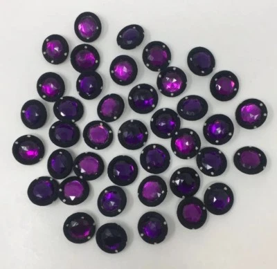 Vtg Purple Rhinestone Black White Fabric Wire Shank Buttons 23mm Lot of 5 B103 - Image 1 of 4