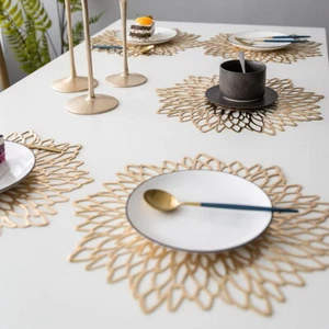 8 STCK. Gold Tischsets Runde Platzmatte Küche Esstisch Matte Hochzeit Tischdekor - Bild 1 von 18