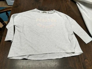 NWOT H&M Light Gray Forever Awesome Oversized Top Size Girl's 10/12 - Picture 1 of 2