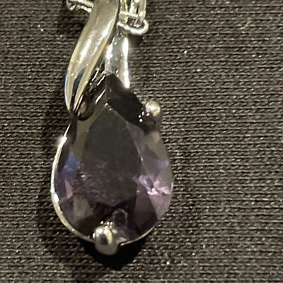 925 silver necklace, purple simulated stone - Image 1 of 3
