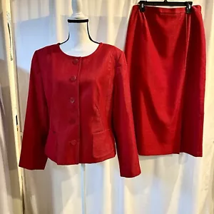 Sag Harbor rosso 2 pezzi gonna e giacca tuta foderata donna tg 16 gonna lunga avvolgente - Foto 1 di 7