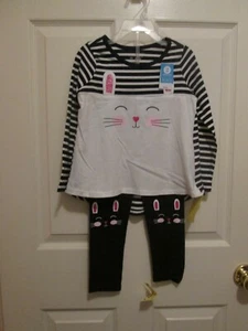 CHILDRENS PLACE Toddler Girls Long Sleeve Top/Pants 2 Piece Set SZ 4T New BUNNY - Picture 1 of 11