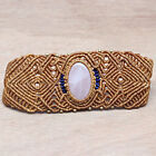 Bracelet Macrame Rose Quartz Natural Adjustable Beads Healing Gemstone Crystal
