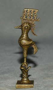 8CM Antique Old China Bronze Fengshui Phoenix Phenix FengHuang Animal Statue - Picture 1 of 5