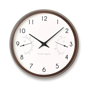 Lemnos Wall Clock Analog Campagne Ale w/Thermometer Wood Frame PC17-05 BW - Picture 1 of 5