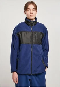 Urban Classics Patched Micro Fleece Men's Jacket Stand up Collar Oversize Fit - Picture 1 of 34