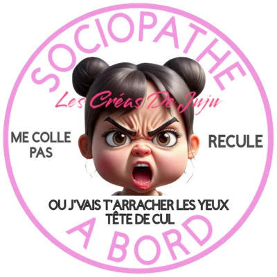 LES CRÉAS DE JUJU Stickers à coller pour voiture humoristique sociopathe à bord brune