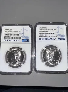 2022 P & D KENNEDY NGC GEM UNC HALF DOLLAR MATCHING 2 COIN SET FIRST RELEASES - Picture 1 of 4