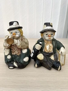 Set of 2 Vintage Hobo Clown Ceramic Music Box Boxes Musical Instrument Wine - Picture 1 of 14