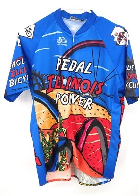 Camiseta deportiva de ciclismo Pactimo Illinois Pedal Power azul para hombre talla L Foto 1 de 4