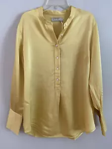 Everlane gehämmert Satin Popover Shirt Bluse Top gelb Größe 4 neu mit Etikett - Bild 1 von 4