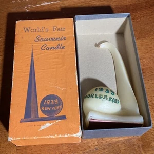 RARO 1939 Feria Mundial Vela de Recuerdo con Caja Original Trylon & Perisphere - Imagen 1 de 10