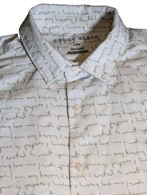 Camisa Perry Ellis Western L Hombres Manga Corta Cuello Inferior Arriba Blanco Poliéster Foto 1 de 4