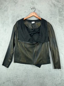 Neu mit Etikett Anthropologie MOTE Moto vegane Wildlederjacke Damen Medium schwarz Folie metallic - Bild 1 von 11