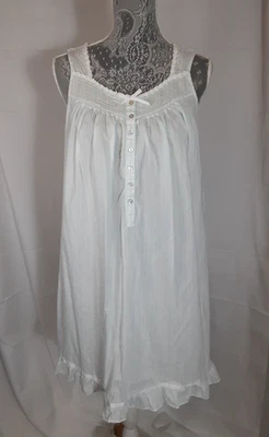 Eileen West Nightgown Women's Size S Gown Cotton W/ Lace White/Blue - Image 1 of 4