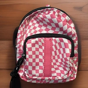 Claire’s rosa kariert Mini 6” Rucksack Geldbörse Schlüsselanhänger Tasche Clip sauber - Bild 1 von 11