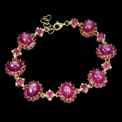 925 Sterling Silver Bracelet Oval Ruby 9x7mm Natural Gemstone Jewelry 7.5inches - Image 1 of 4