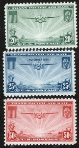 US Sc C20 C21 C22 Blu Grn Crm 20¢ 25¢ 50¢ 1934 Original Gum MNH LH Airmail Set - Picture 1 of 1