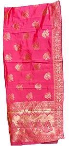 GAJRI SALMON pink India BANARSI Art Silk Dupatta Wrap Scarf Stole Chunri shawl - Picture 1 of 10