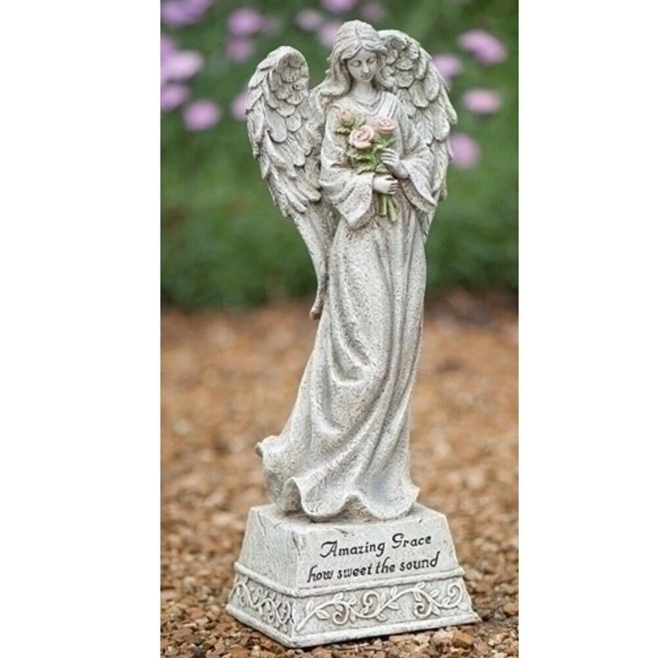 Amazing Grace Memorial Garden Angel with Flowers Statue Figurine 14 Inch - Image 1 of 1