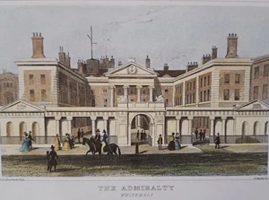 1828 El Almirantazgo, Whitehall, Londres. Antiguo. Pastor Thomas H. - Imagen 1 de 2